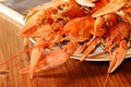 Red Boiled Crawfish on a Plate. Close-up Photo of Snack