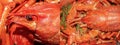 Red boiled crayfish close up for article illustration for food preparation and snacks
