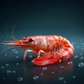 Red boiled shrimp on a shiny background