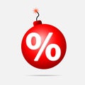 Red bomb discount design element, vector illustration Royalty Free Stock Photo