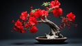 Red Bonsai Tree With Red Flower Pots - High Quality Stock Photo Royalty Free Stock Photo