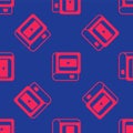 Red Book about cinema icon isolated seamless pattern on blue background. Vector Royalty Free Stock Photo