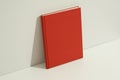 Red book cover mockup on white background