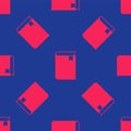Red Book icon isolated seamless pattern on blue background. Vector Royalty Free Stock Photo