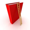 Red book with wooden ladder. success education concept