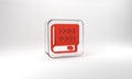 Red Books about programming icon isolated on grey background. Programming language concept. PHP, CSS, XML, HTML Royalty Free Stock Photo