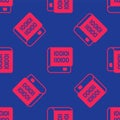 Red Books about programming icon isolated seamless pattern on blue background. Programming language concept. PHP, CSS Royalty Free Stock Photo