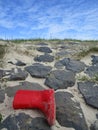 Red boot at a declivity Royalty Free Stock Photo