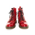 Red boots isolated on white Royalty Free Stock Photo