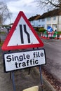 Road traffic sign on small residential road, Surrey, England. Royalty Free Stock Photo