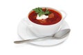 Red borsch in bundle jars isolated over white Royalty Free Stock Photo