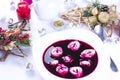 Red borsch with uszka kind of traditional dumplings, tradition Royalty Free Stock Photo