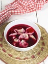 Red borscht with dumplings Royalty Free Stock Photo