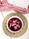 Red borscht with dumplings Royalty Free Stock Photo