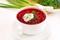 Red borscht soup with dill Royalty Free Stock Photo
