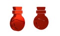 Red Bottle with potion icon isolated on transparent background. Flask with magic potion. Happy Halloween party.