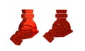 Red Bottle with potion icon isolated on transparent background. Flask with magic potion. Happy Halloween party.