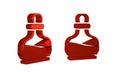 Red Bottle with potion icon isolated on transparent background. Flask with magic potion. Happy Halloween party.