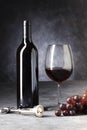 red bottle wine half empty glass. High quality photo Royalty Free Stock Photo