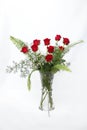 Red bouquet flowers in vase