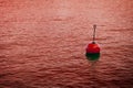 Red bouy on a calm bloody lake - concept image with copy space Royalty Free Stock Photo