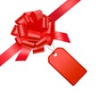 Red bow with card. Vector Royalty Free Stock Photo