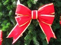 Red Bow on Christmas Tree Royalty Free Stock Photo