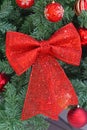 Red bow Christmas tree Royalty Free Stock Photo