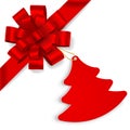 Red bow with christmas tree Royalty Free Stock Photo