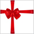 Red bow with crosswise ribbons