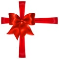 Red bow with crosswise ribbons Royalty Free Stock Photo