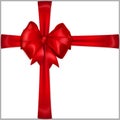 Red bow with crosswise ribbons Royalty Free Stock Photo