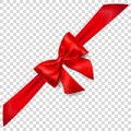 Red bow with diagonally ribbon