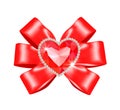 Red bow with heart ruby Royalty Free Stock Photo