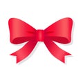 Red Bow Isolated on White. Bright Bowknot.