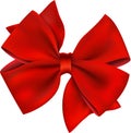 Red Bow & Ribbon Gift. Isolated On White