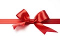 Red bow with ribbon isolated on white background. Gift decorations. Generative AI Royalty Free Stock Photo