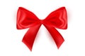 Red bow ribbon isolated on white background. Realistic shiny bow for card, gift box, greeting card, wrapping present Royalty Free Stock Photo