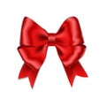 Red bow with ribbon isolated on white background. Vector rose bow for gift box decor. Top view of Ch Royalty Free Stock Photo