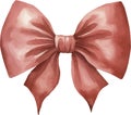 Red bow with ribbon, watercolor vector illustration, christmas element. Royalty Free Stock Photo