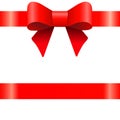 Red bow ribbon white background. Vector illustration. Royalty Free Stock Photo