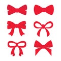 Red bow set for your design. Vector illustration isolated on white background. Royalty Free Stock Photo