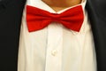 Red bow tie on a white shirt Royalty Free Stock Photo