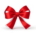 A red bow on white background