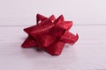 Red Bow on a Wooden Royalty Free Stock Photo