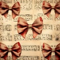Red Bowknots on Music Sheet Royalty Free Stock Photo