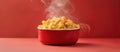 Red Bowl Filled With Macaroni and Cheese Royalty Free Stock Photo