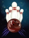 Bowling ball crashing into the skittles Royalty Free Stock Photo