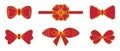 Red bows with gold contour, set Royalty Free Stock Photo
