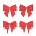 Red bows set, flat